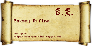Baksay Rufina névjegykártya